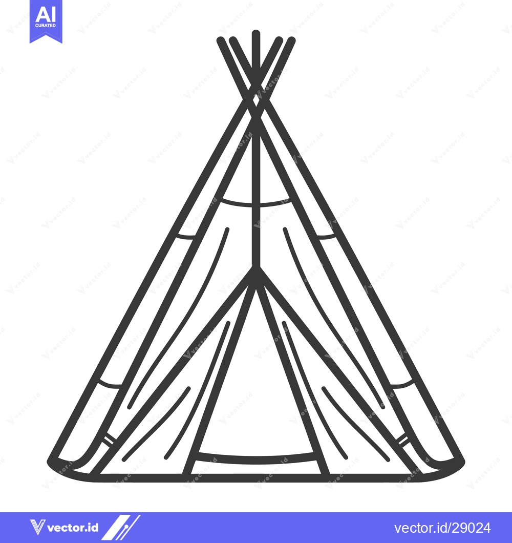Premium Vector dari A simple illustrated outline of a tribal camping tent structure