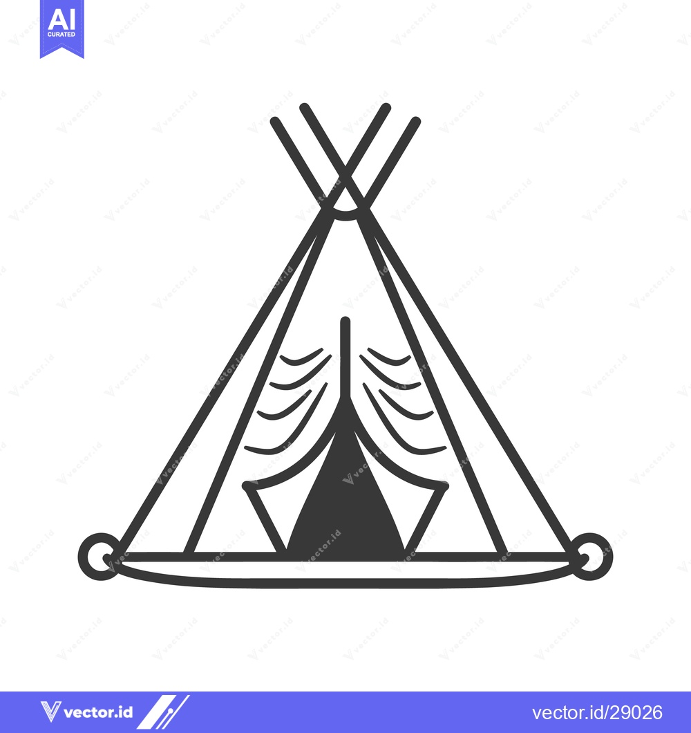 Premium Vector dari Simple illustration of a teepee tent in black and white