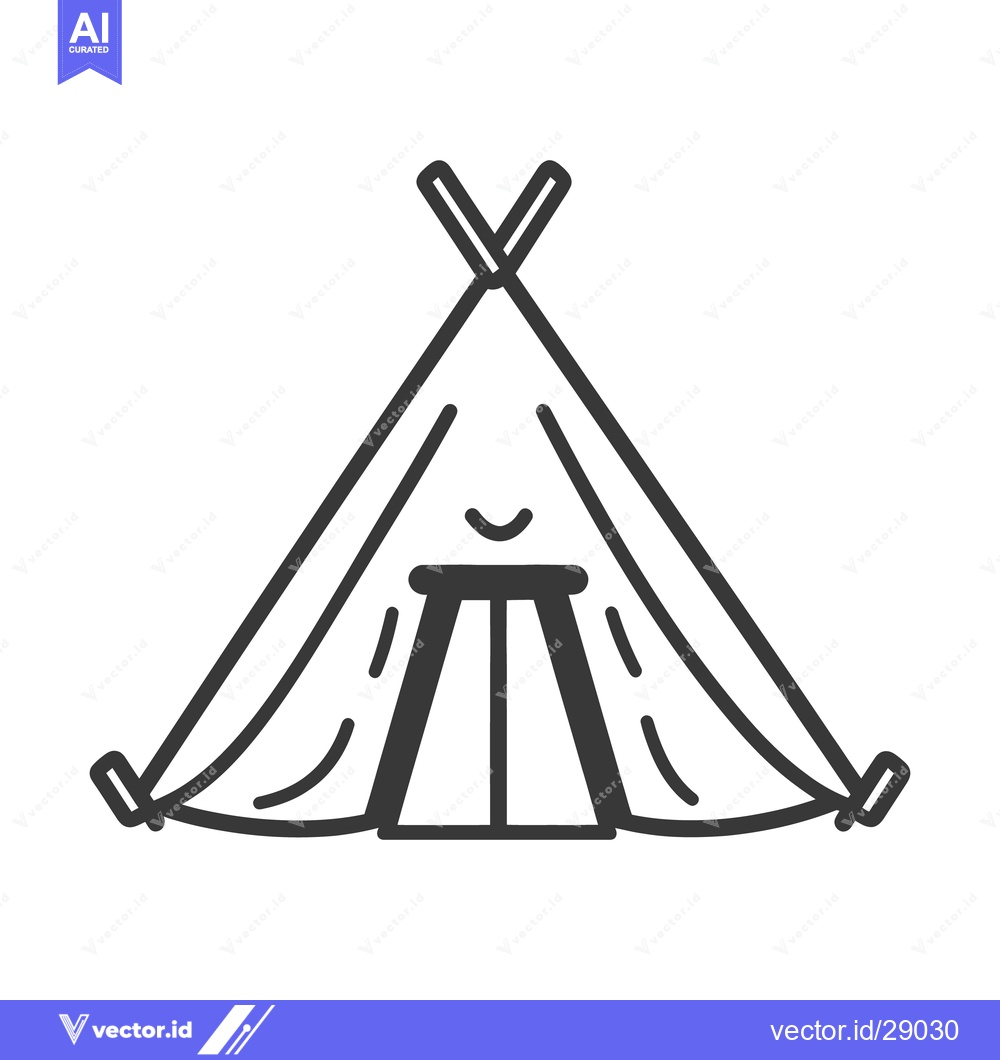 Premium Vector dari A simple black and white teepee tent illustration on white background