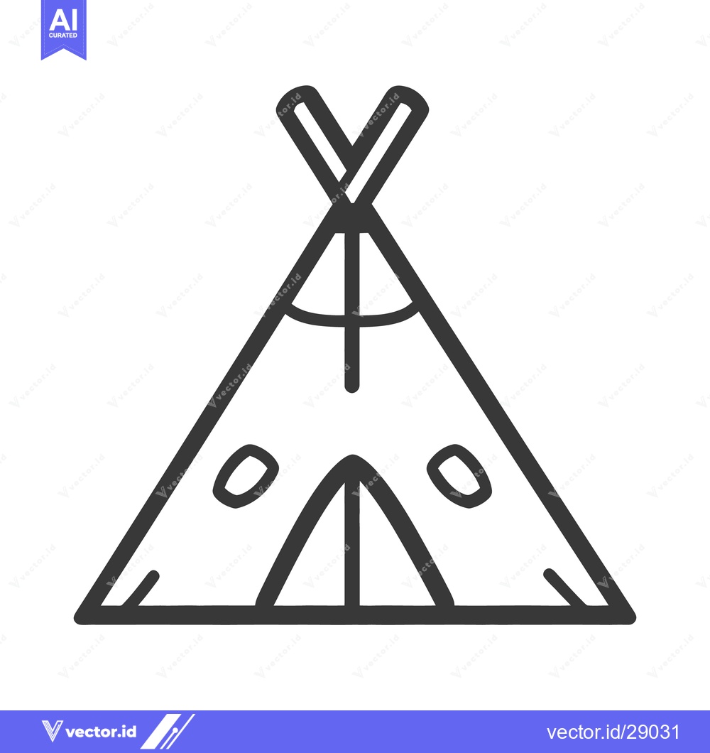 Premium Vector of A simple line drawing illustration of a small teepee tent
