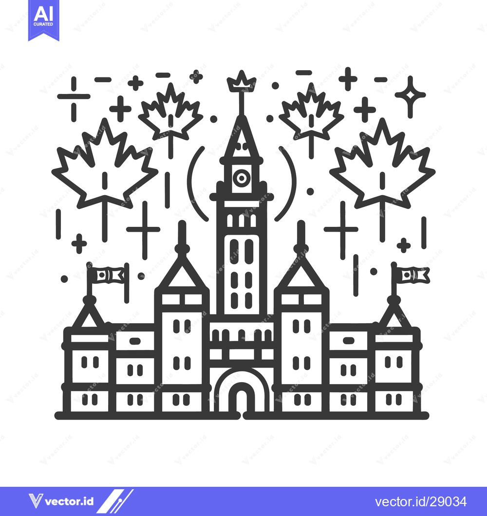 Premium Vector of A detailed black and white illustration of a building complex