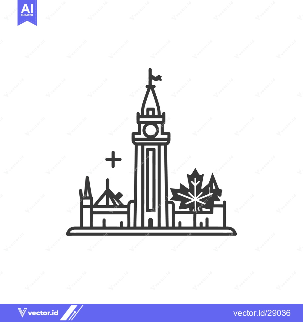 Premium Vector dari A vector outline illustration depicting a building with a leaf beside
