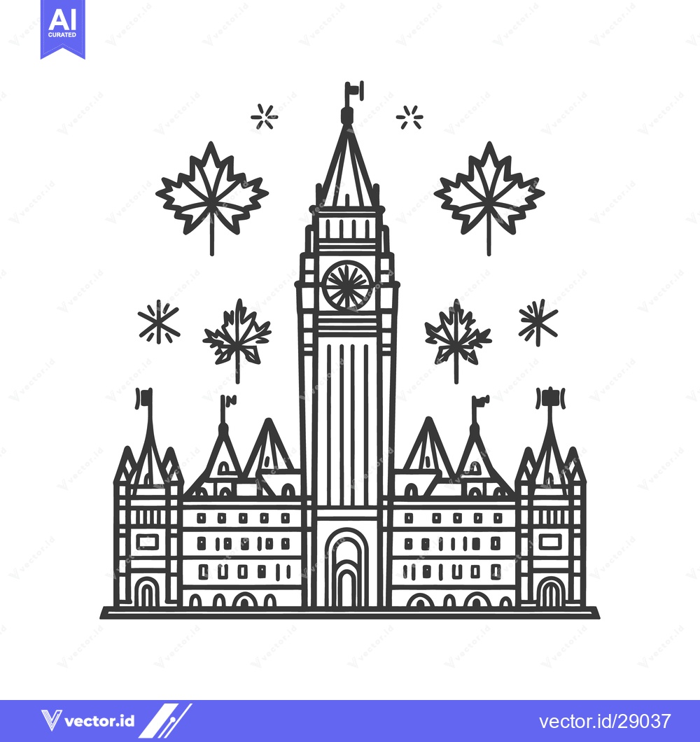 Premium Vector of A stylized illustration featuring a central tower and building