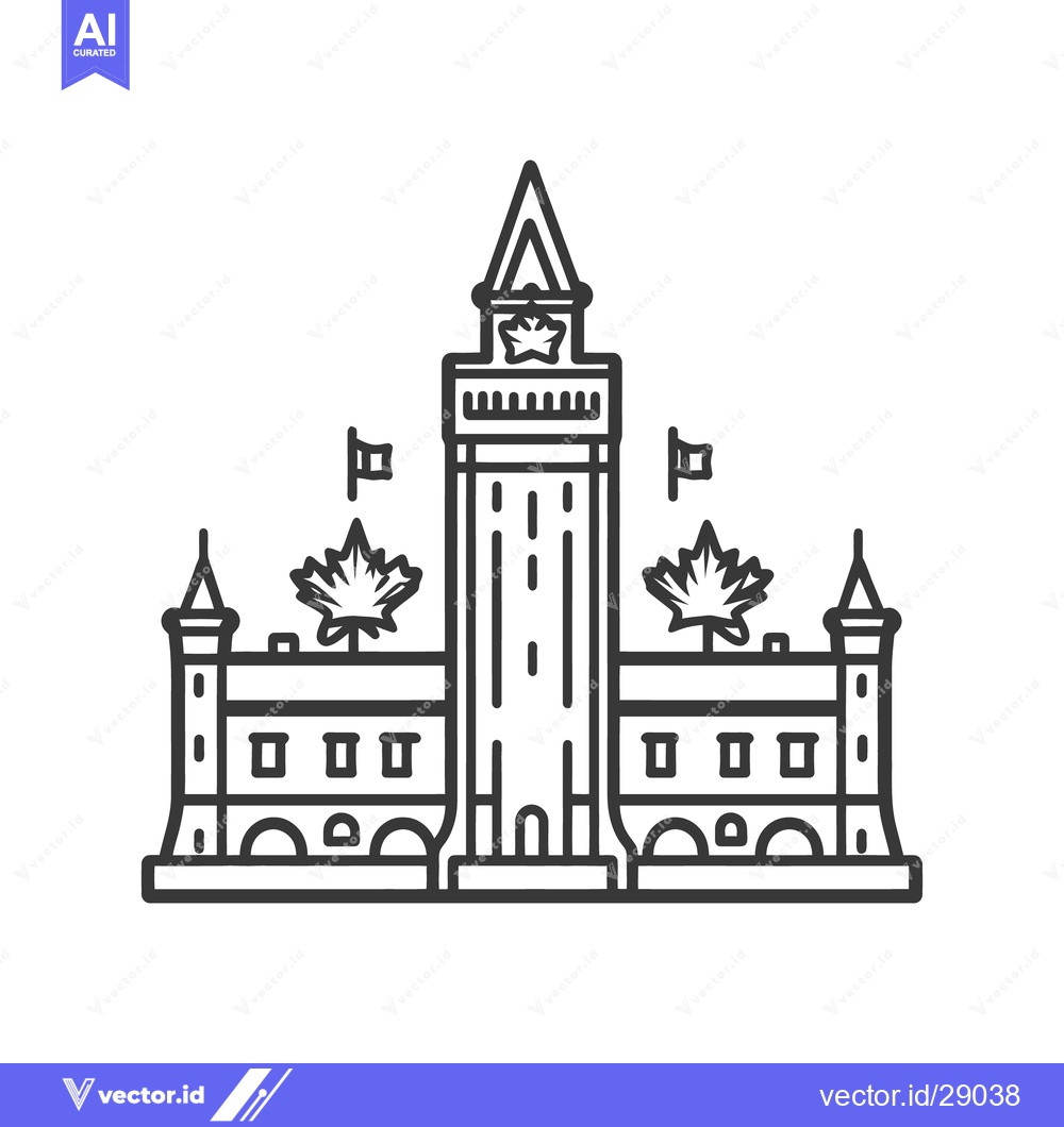 Premium Vector of Simplified illustration of a building with central tower and details