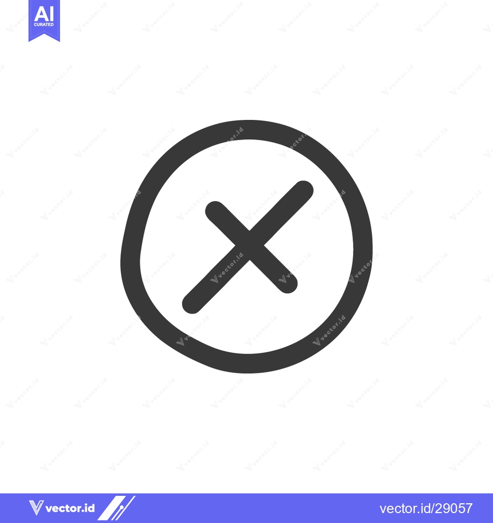 Premium Vector of Hand-Drawn Style Black Cross Mark in Circle on White Background
