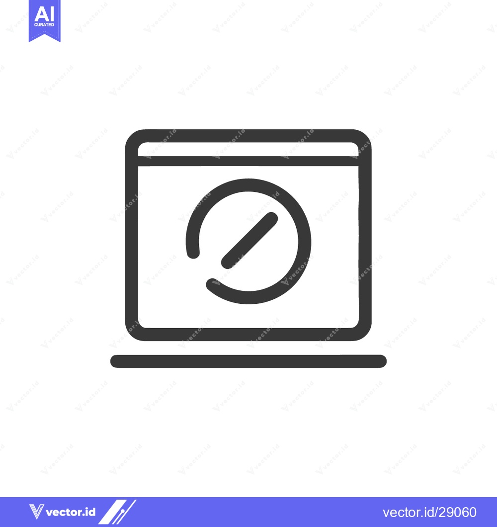 Premium Vector dari Minimalist Laptop Icon with Prohibition Symbol, Clean Line Art Design