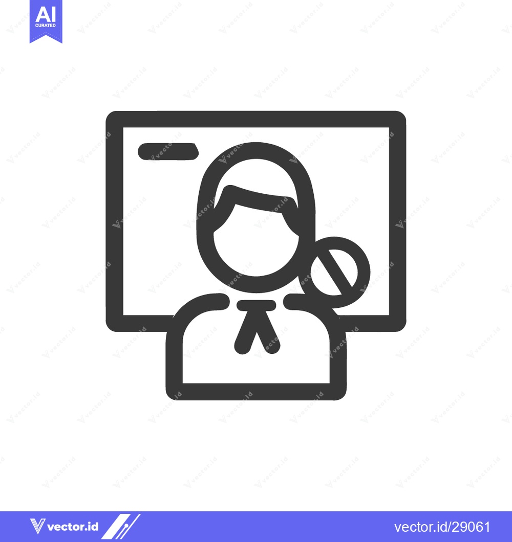 Premium Vector dari Blocked Video Call Icon: Person with No Symbol on Screen, Minimalist D