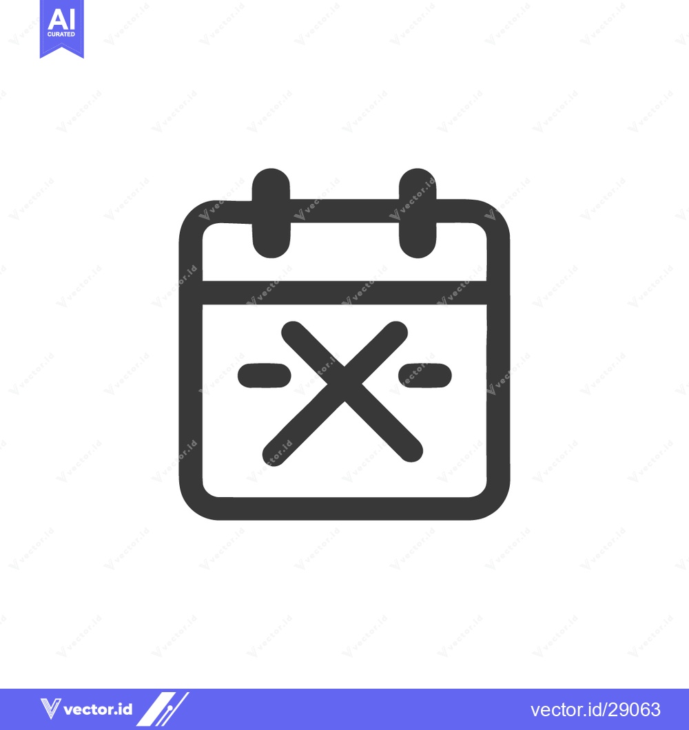 Premium Vector dari Canceled Date: Minimalist Calendar Icon with Cross Symbol on White Bac