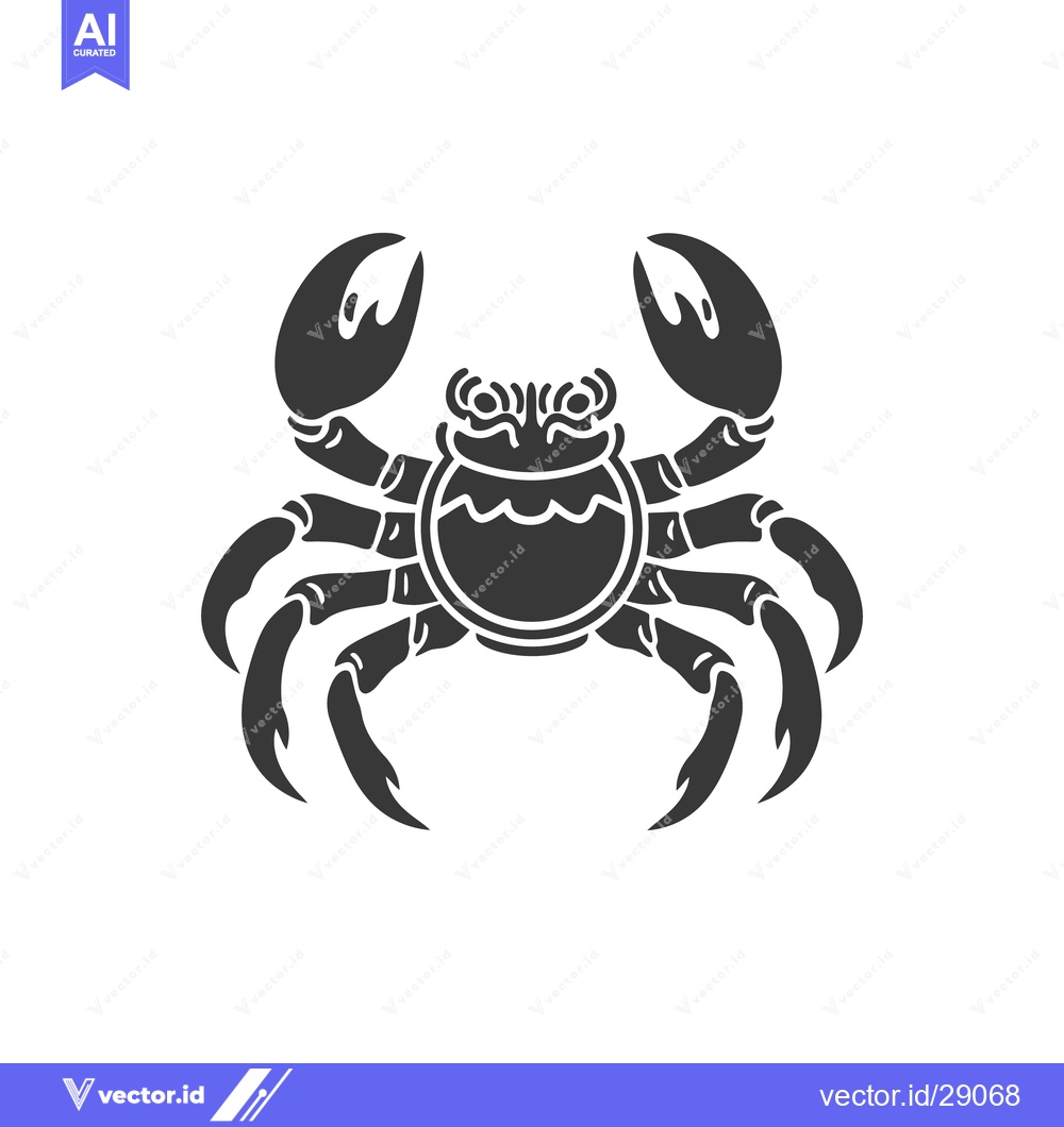 Premium Vector of Stylized Illustration Depicting a Crab with Its Pincers Raised