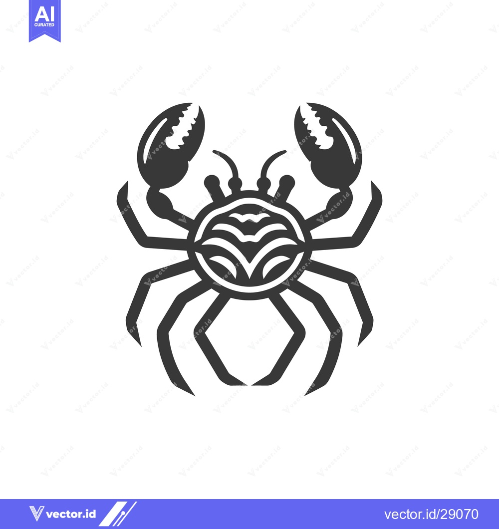 Premium Vector of Stylized illustration featuring a symmetrical crustacean with clawed a