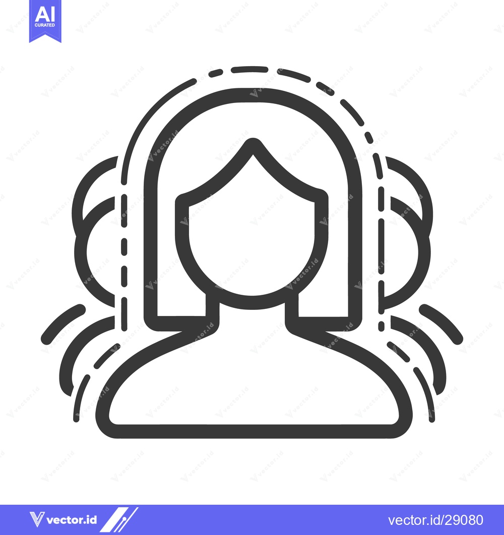 Premium Vector dari An abstract line drawing depicting a person with audio waves