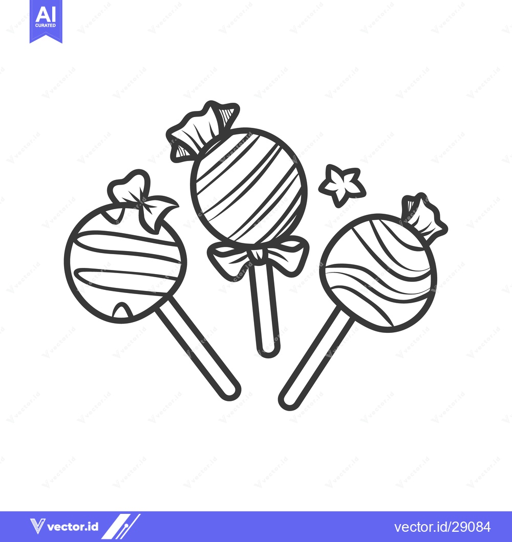 Premium Vector of Three decorated candies on sticks are shown with decorative embellishm