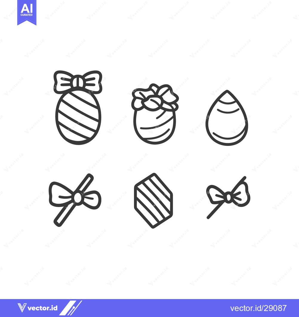 Premium Vector dari Six simple vector illustrations of decorated eggs and bows