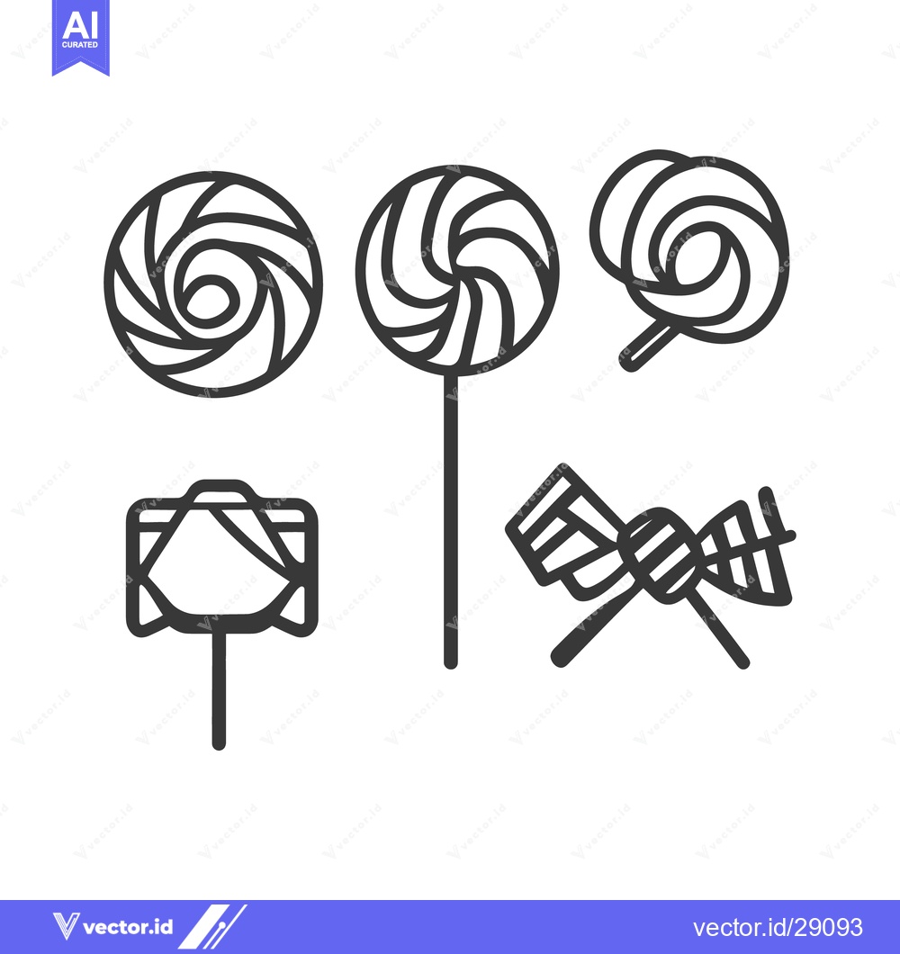Premium Vector of Several different styled outlines depicting various types of lollipops