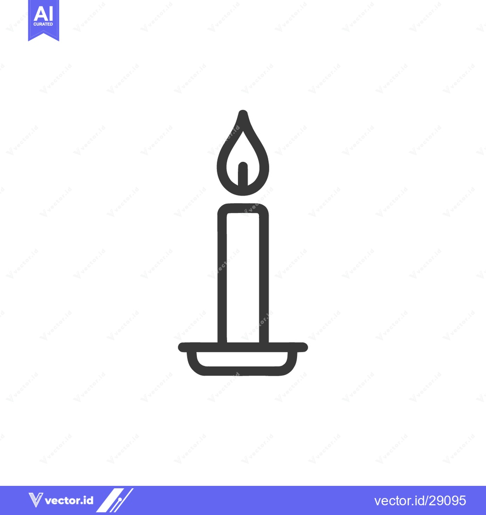 Premium Vector of Minimalist Candle Icon: Simple Line Art with Soft Glow and Elegant Des