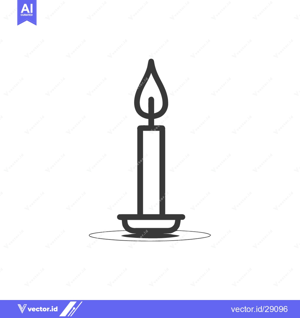 Premium Vector dari Minimalist Candle Icon: Elegant Flame and Holder Design on White Backg