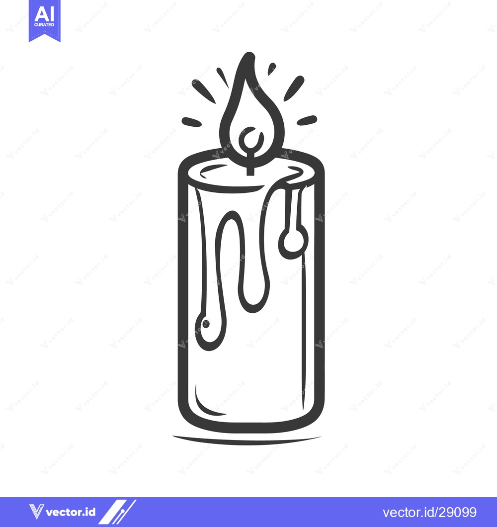 Premium Vector dari A single candle with a flame and dripping wax illustration