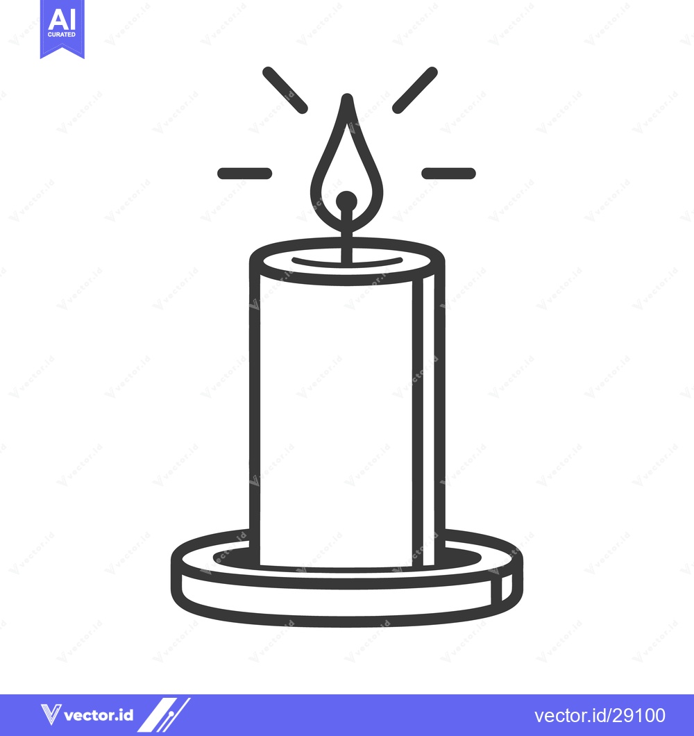 Premium Vector dari A simple black and white image depicting a lit candle