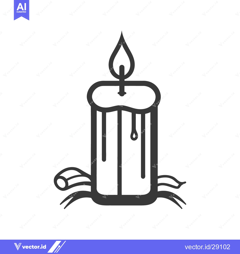 Premium Vector of A stylized black and white image depicting a lit candle