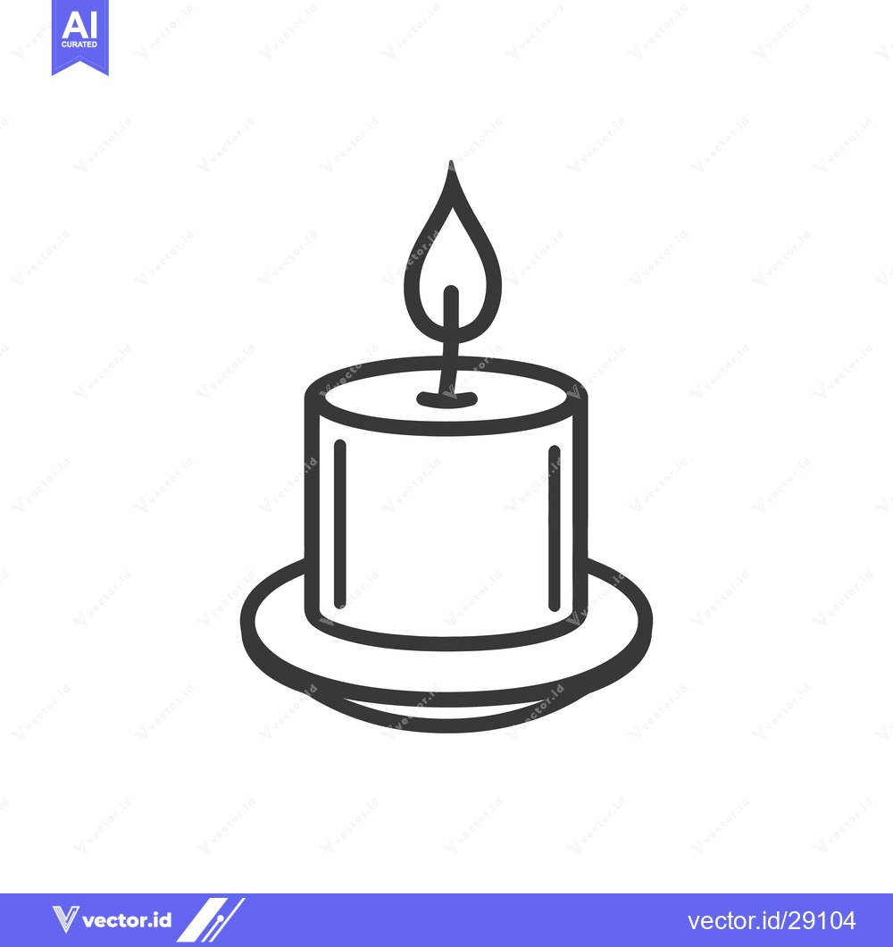 Premium Vector of A single lit candle illustrated with simple dark outline and design