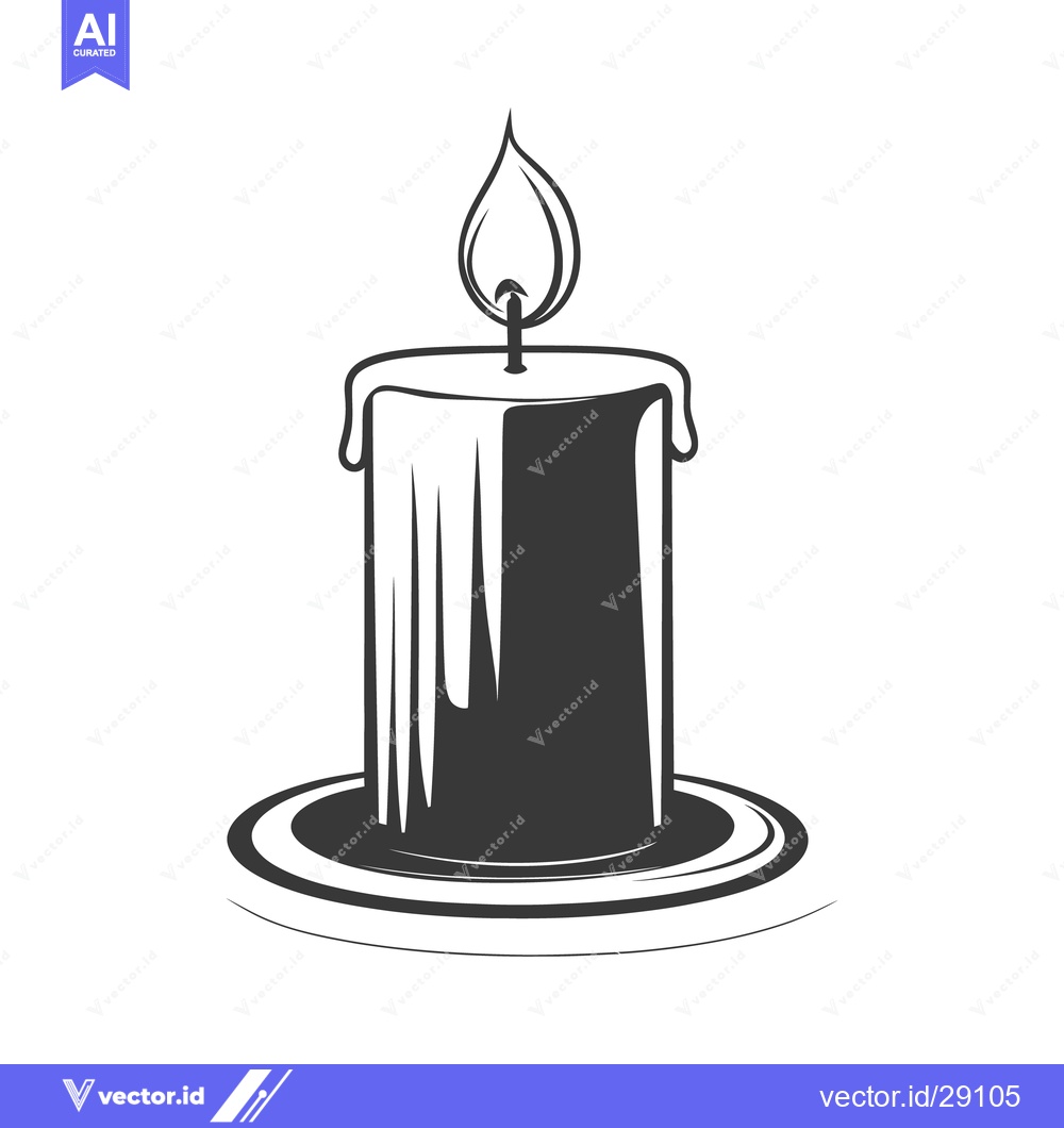 Premium Vector dari A single lit candle is sitting on a simple round base
