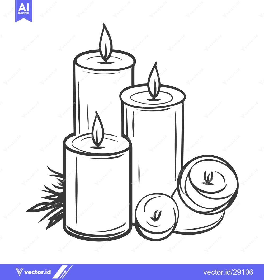 Premium Vector of Artistic illustration of several lit candles and decorative accents