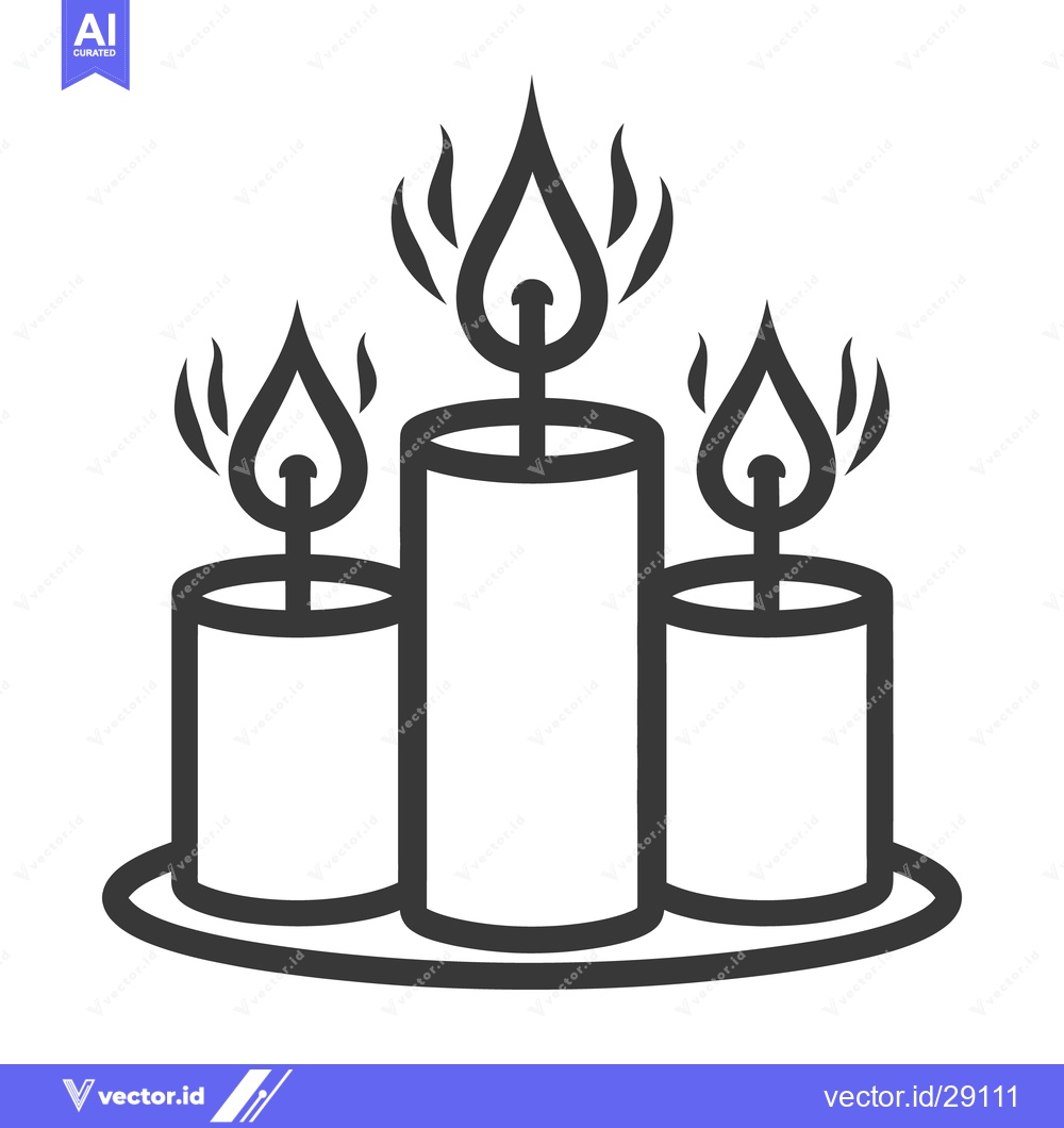 Premium Vector dari Three Lit Candles In Black And White Arranged Together