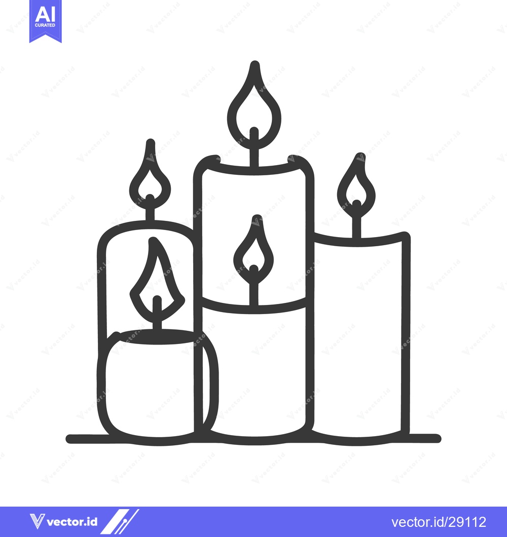 Premium Vector dari Three burning candles standing together on a thin horizontal line