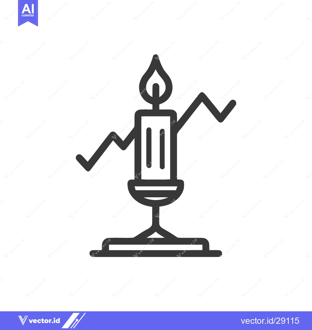 Premium Vector dari Minimalist Candle Icon with Fluctuating Line Graph, Isolated on White