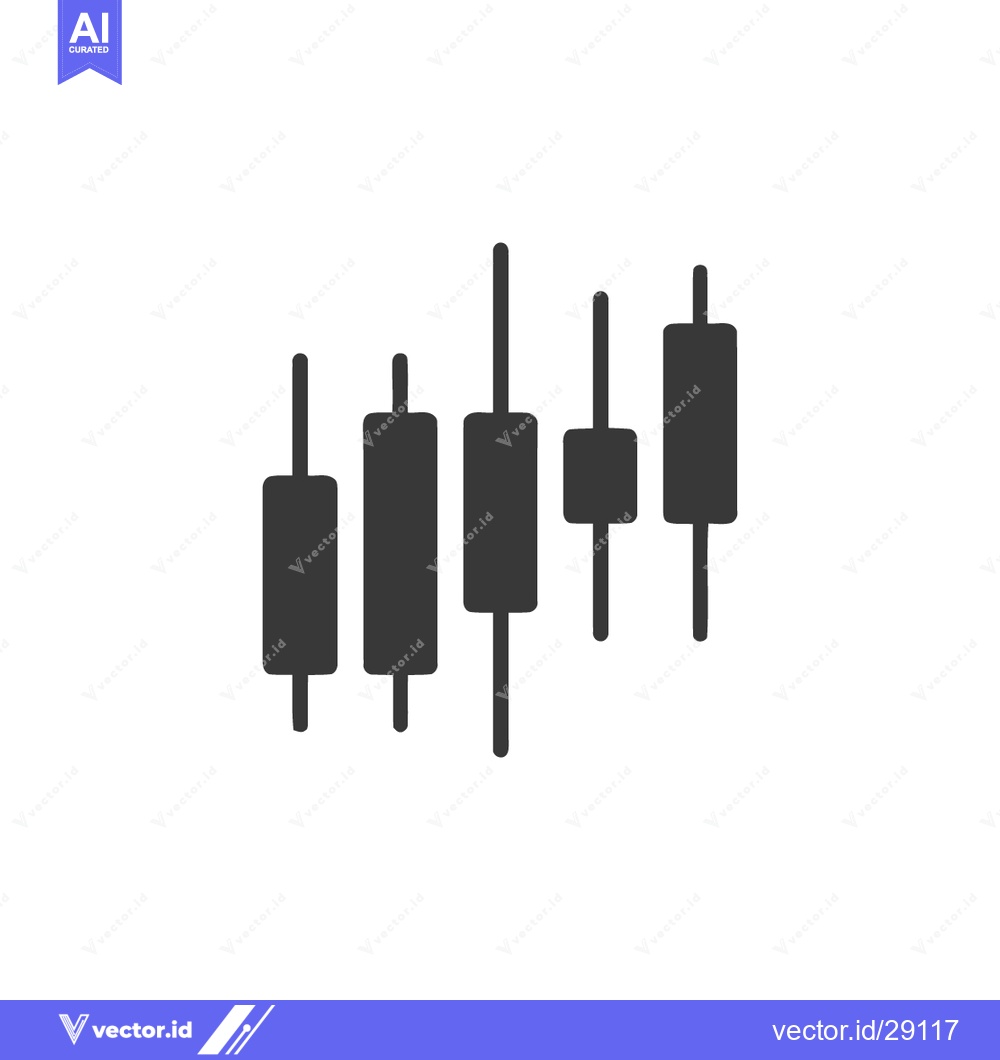 Premium Vector of Rising Stock: Candlestick Chart Icon in Minimalist Gray Design
