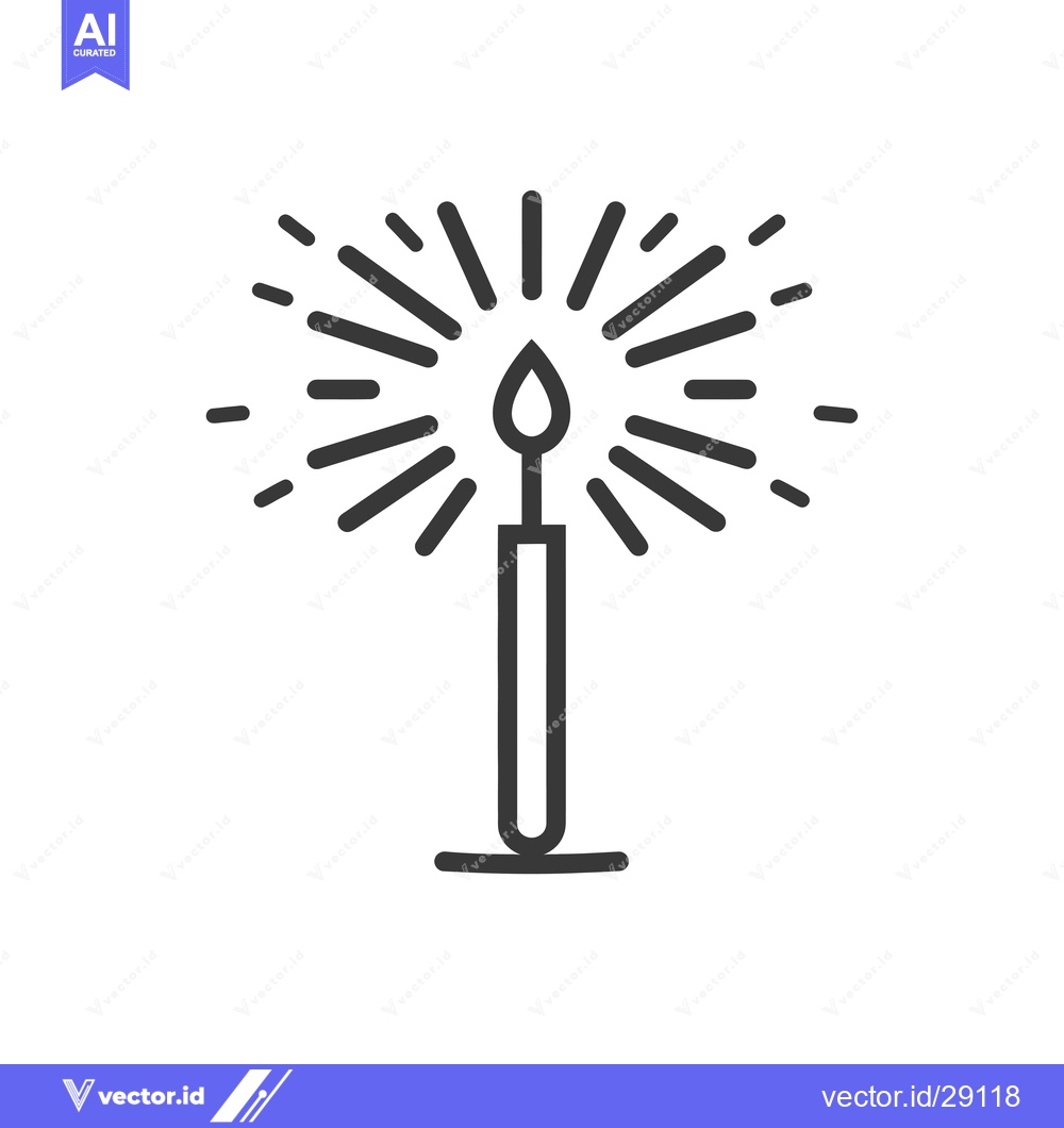 Premium Vector of Candle with Flame and Radiating Light Rays