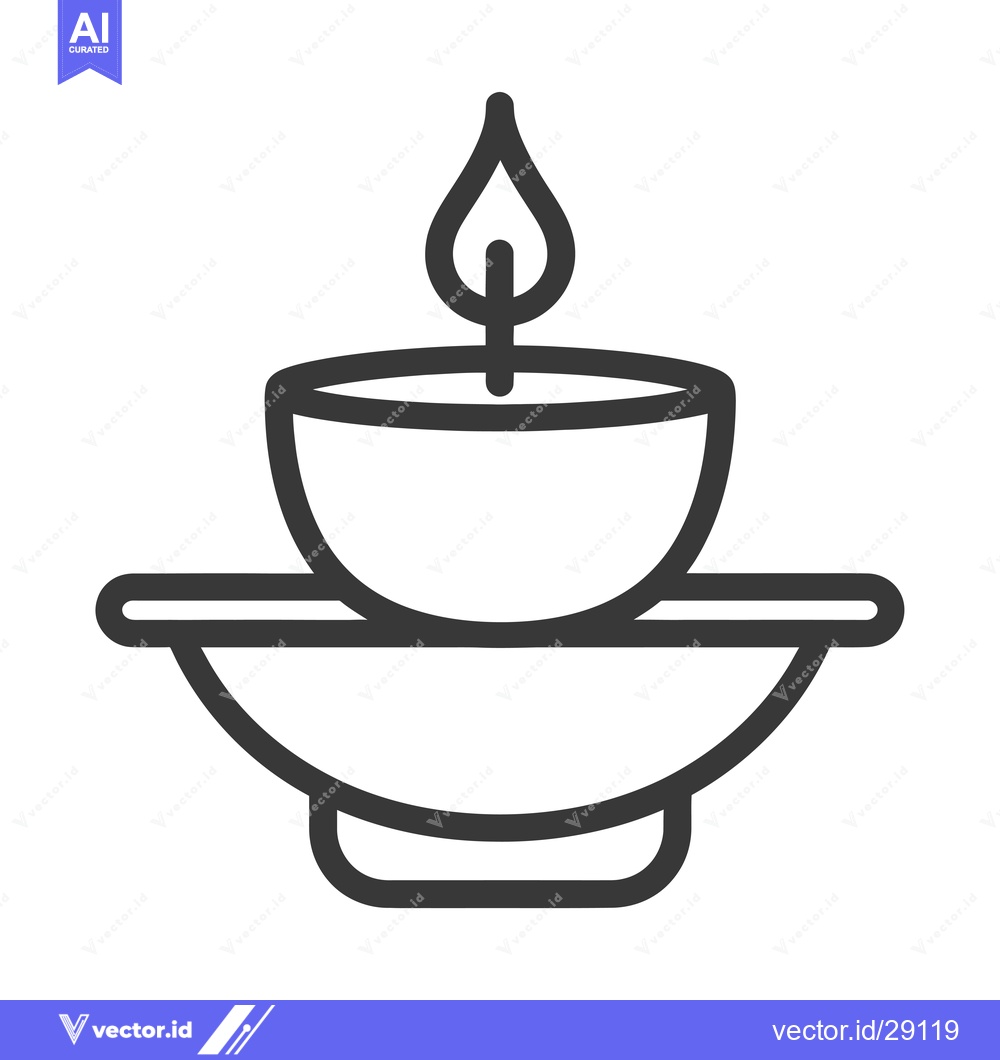 Premium Vector dari Candle with Flame in a Bowl on a Stand