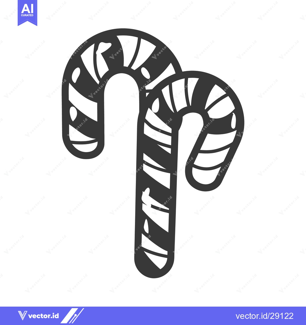 Premium Vector of Two festive candy canes in a black and white design