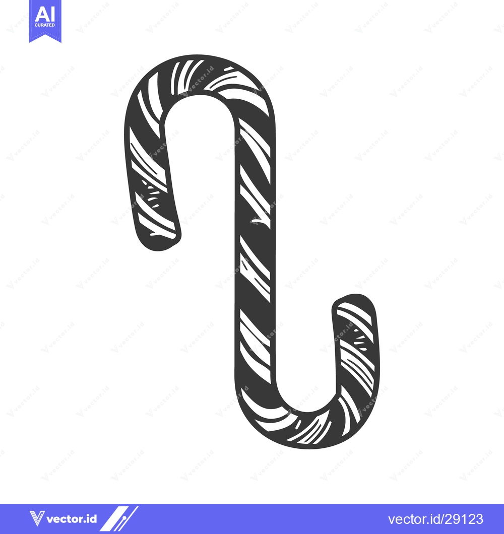 Premium Vector of A black and white candy cane illustration on a white background