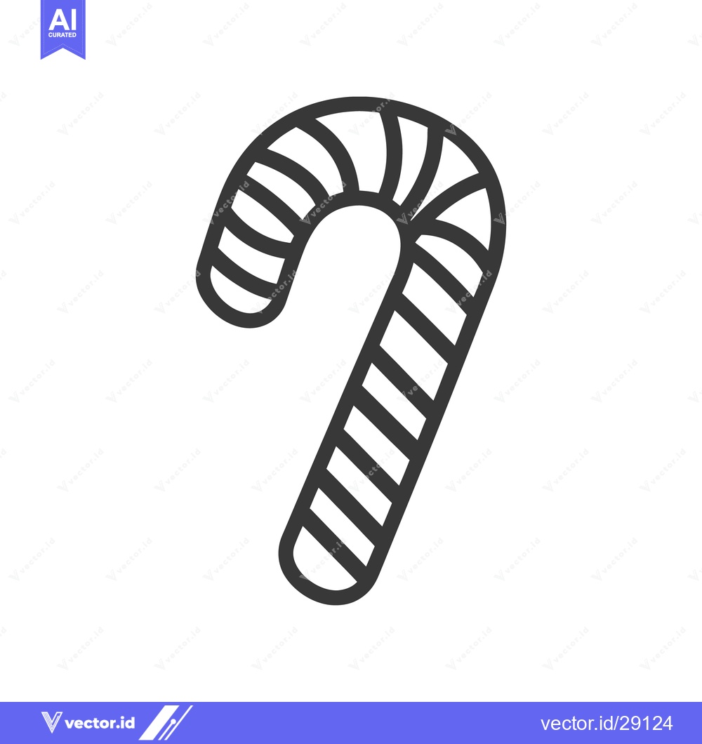 Premium Vector of A simple line drawing of a striped candy cane