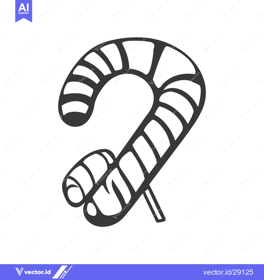 Premium Vector of A black and white drawing of a candy cane with stripes