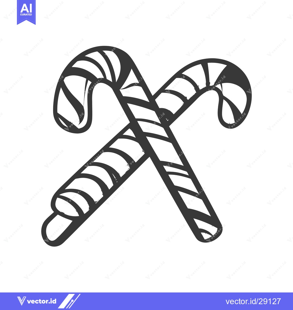 Premium Vector of Two crossed candy canes are depicted in a simple artistic style