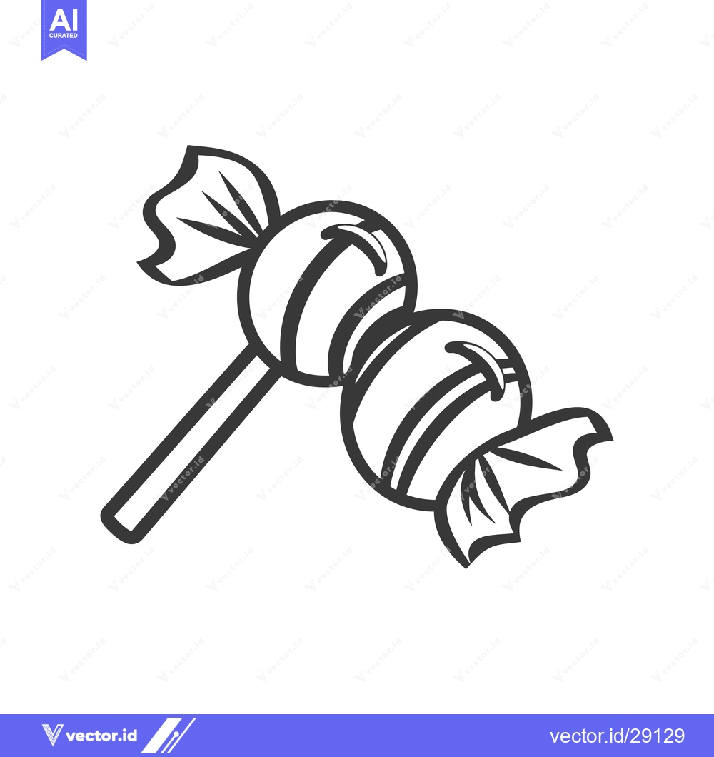 Premium Vector of A Line Drawing Depicting Two Wrapped Round Lollipops Together