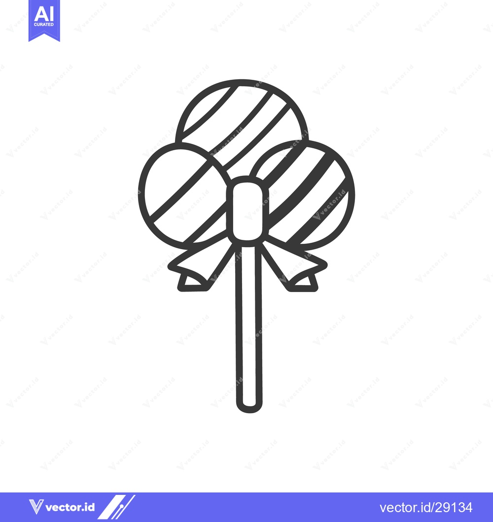 Premium Vector dari Three Lollipops with Stripes and a Decorative Bow are Displayed