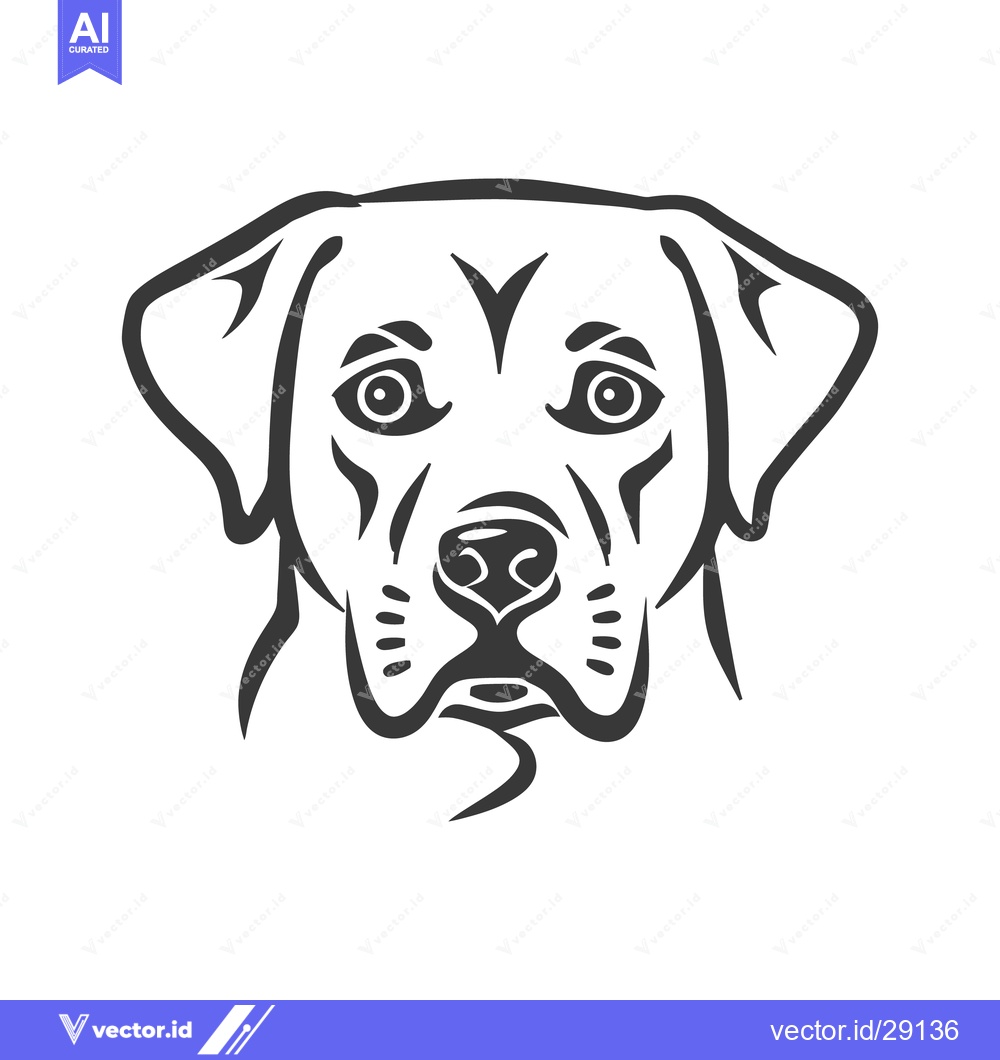 Premium Vector dari A Simple Graphic Illustration Depicting the Face of a Dog