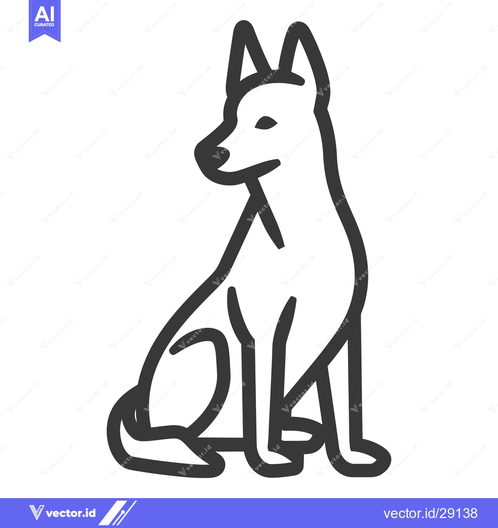 Premium Vector dari A simple black and white line art image of a dog