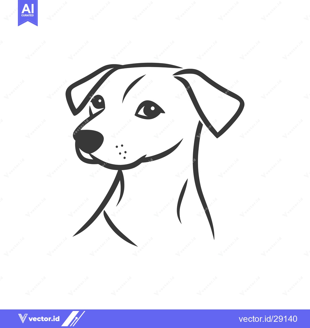 Premium Vector dari A black line drawing depicting a dog head and face