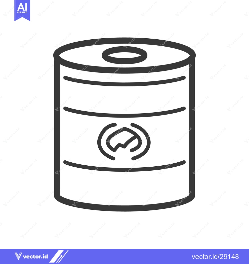 Premium Vector dari A simple drawing showing an illustrated metal container with label