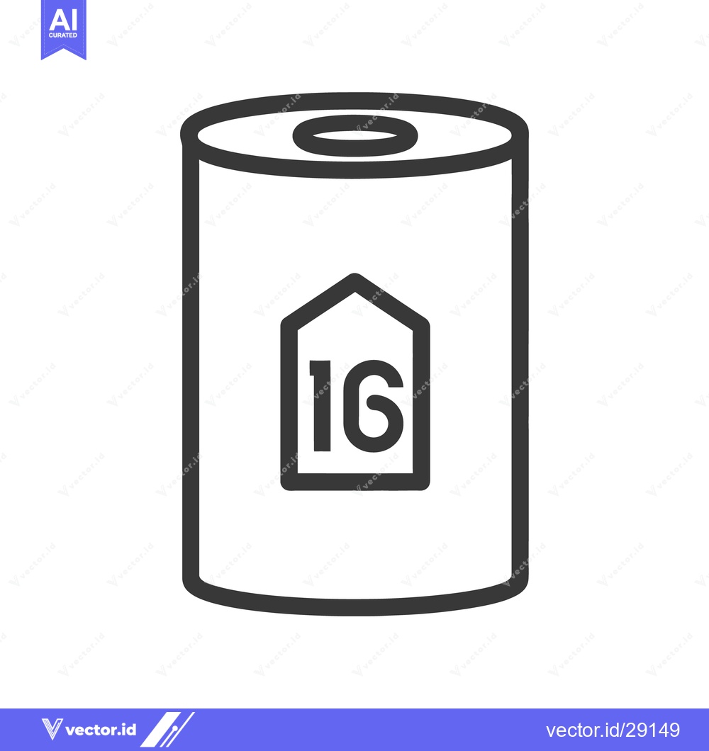 Premium Vector of A tall cylindrical container features the number sixteen prominently d