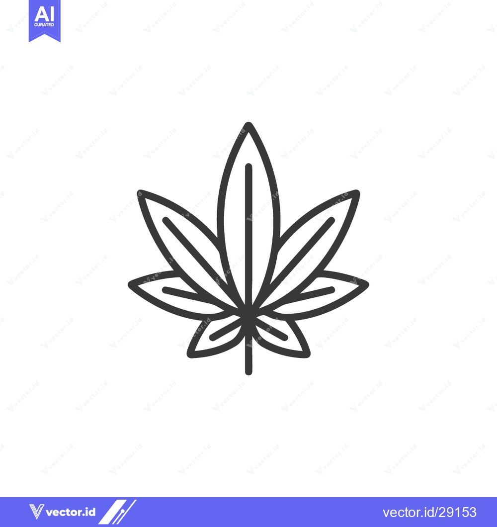 Premium Vector dari Minimalist Cannabis Leaf Icon: Bold Outline on White Background
