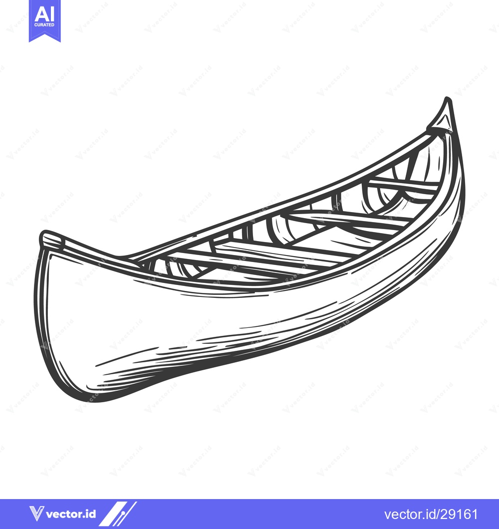 Premium Vector dari A detailed illustration of an empty wooden canoe on white background