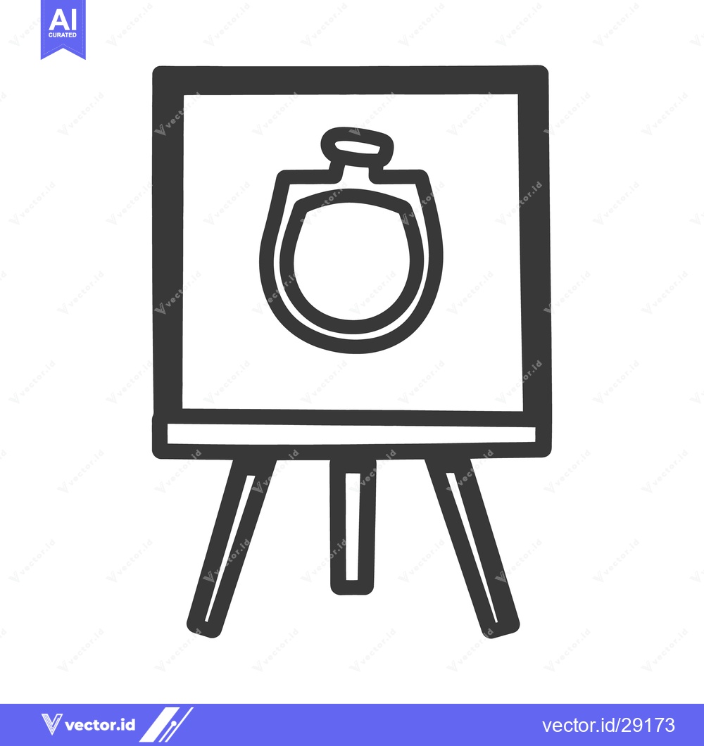 Premium Vector dari An artistic painting on a wooden easel with a simple bottle image