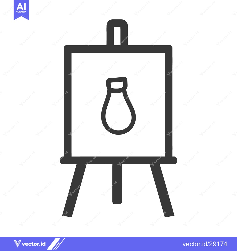 Premium Vector dari An artists easel displaying a painting of a teardrop shape