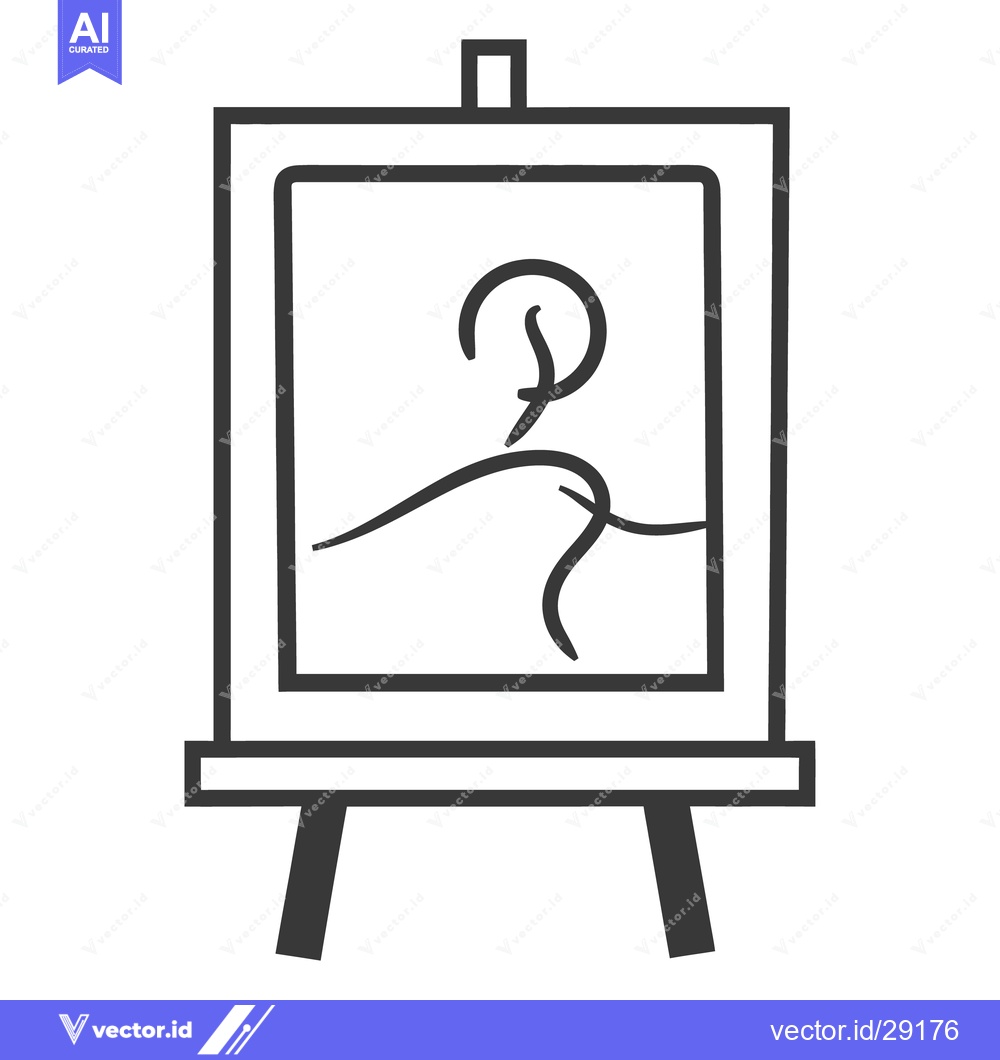 Premium Vector dari An abstract artistic rendering presented on a wooden easel