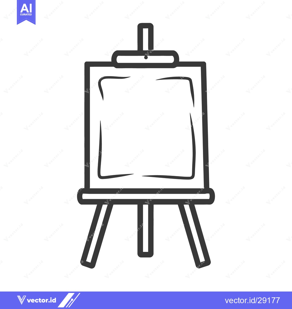 Premium Vector dari Simple black and white line drawing of an art easel